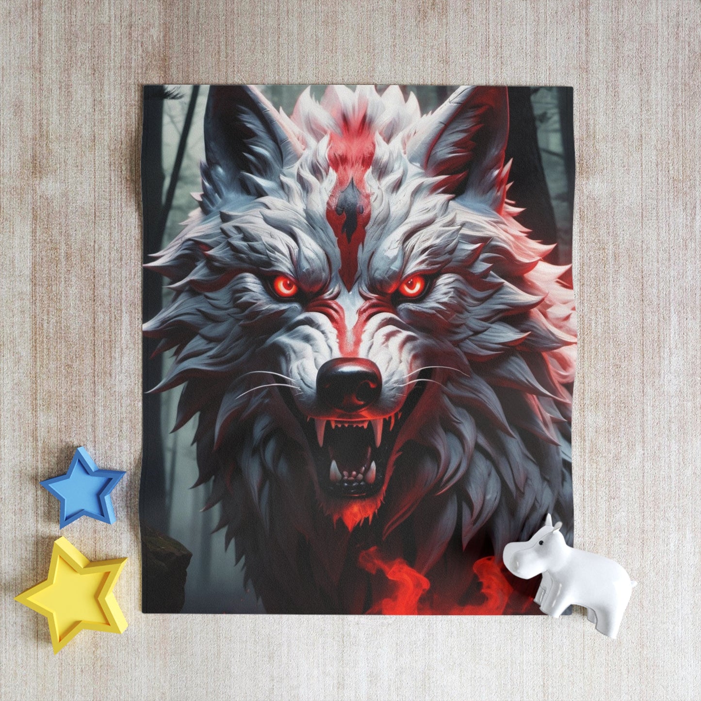 Tribal Wolf Throw Blanket