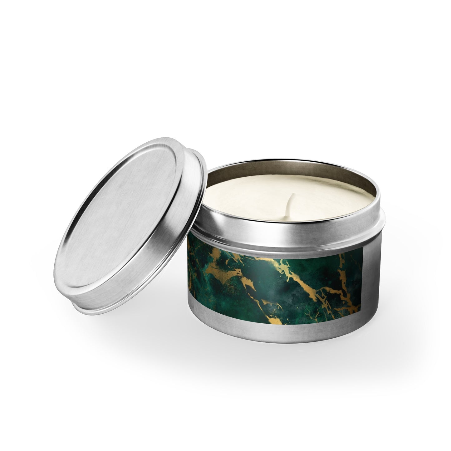 Green Marble Tin Candles