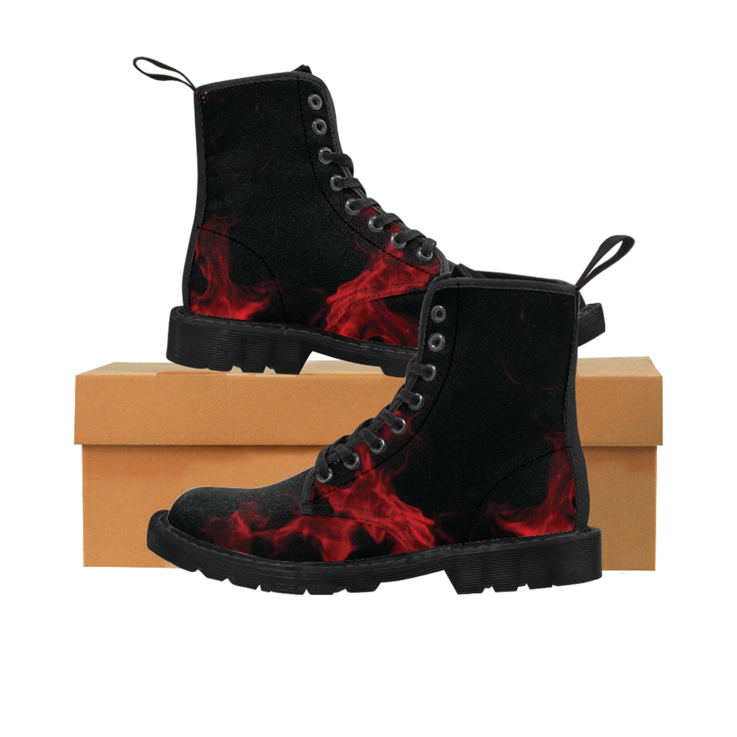 Men's Flame Print Canvas Boots