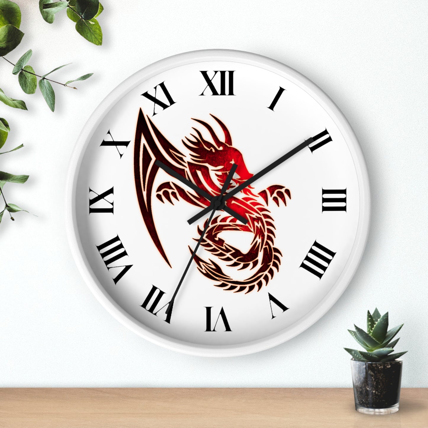 Red Chinese Dragon Wall Clock