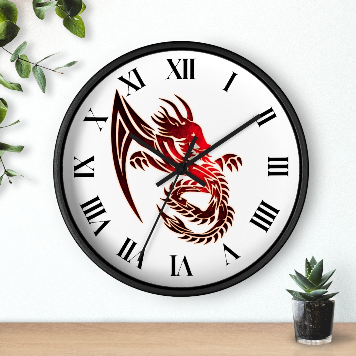 Red Chinese Dragon Wall Clock