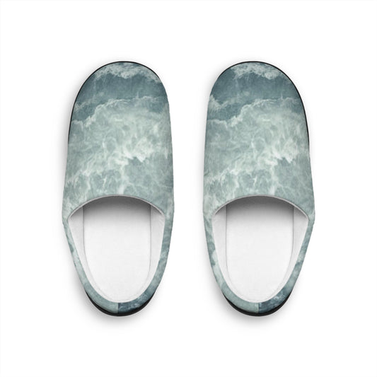 Men's Sea FoamMarble Print Indoor Slippers