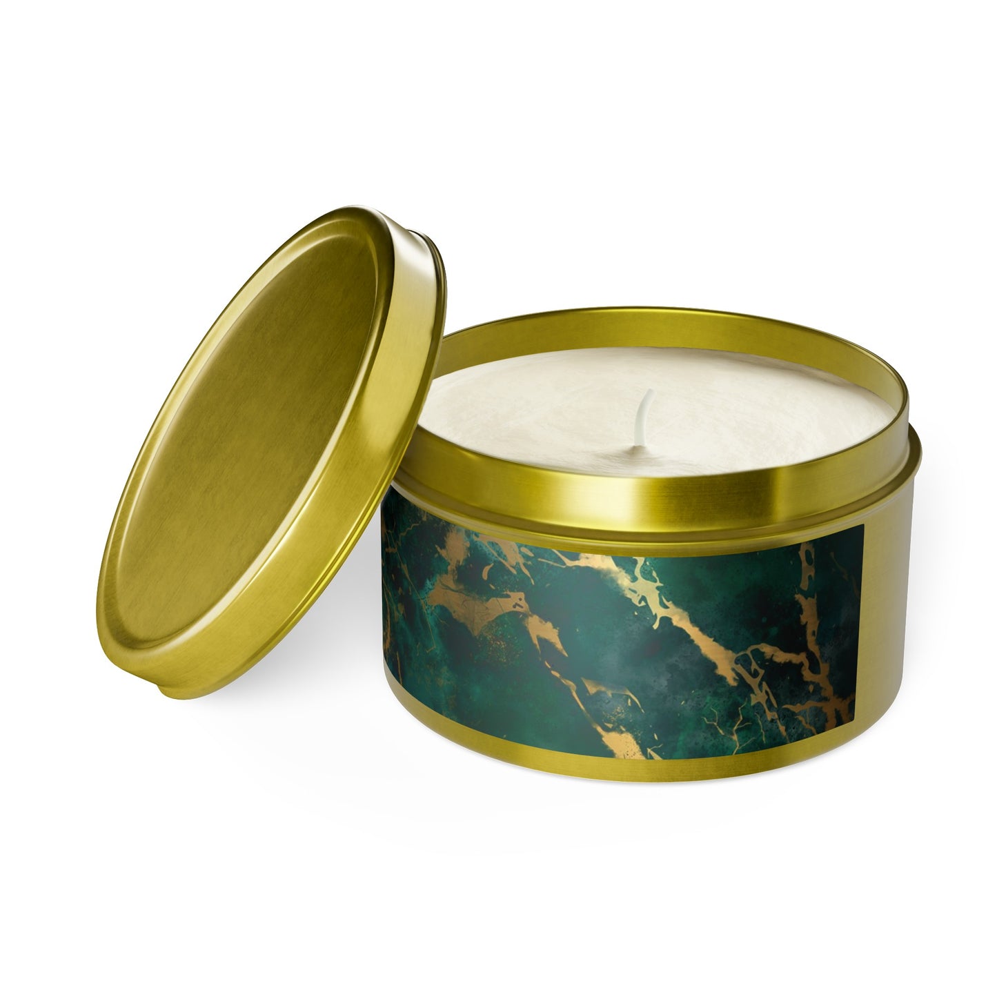 Green Marble Tin Candles