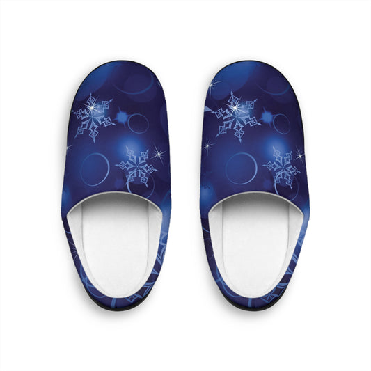 Men's Blue snowflake Print Indoor Slippers