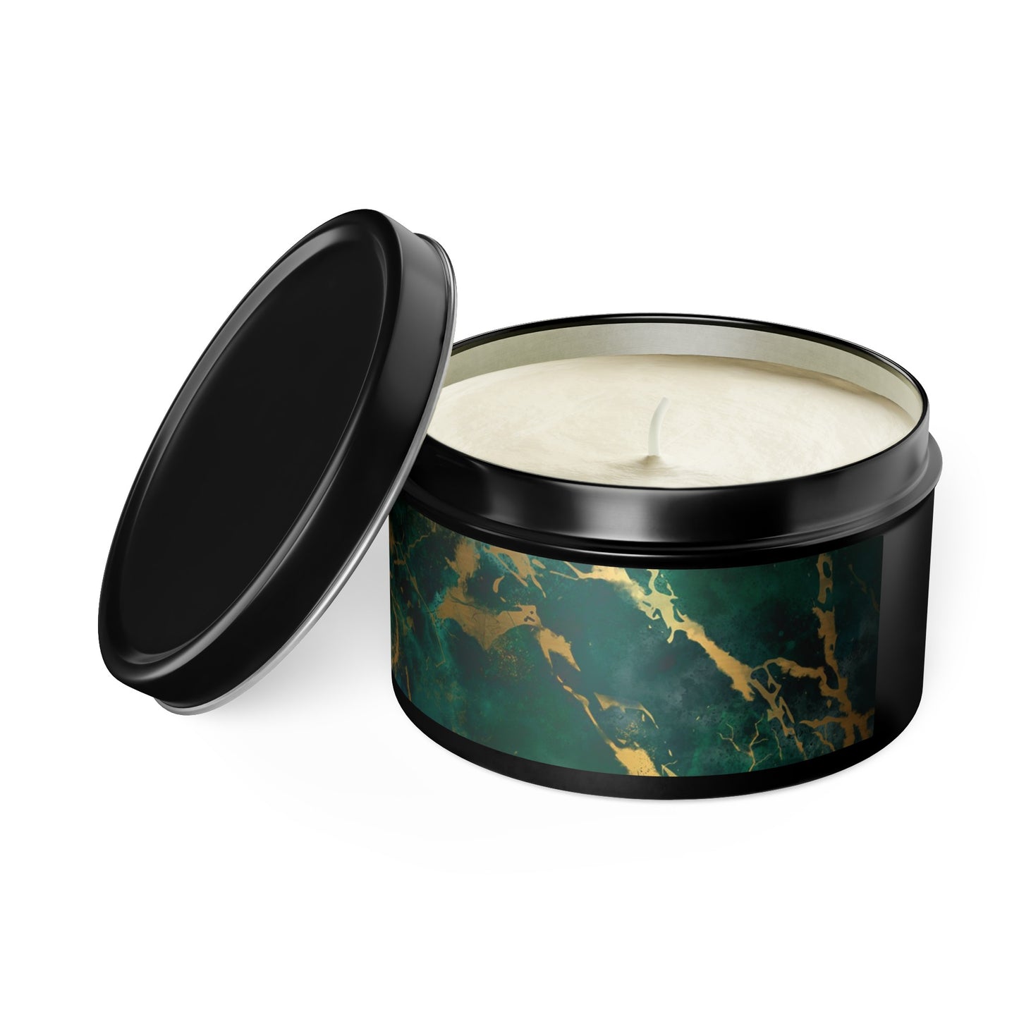 Green Marble Tin Candles