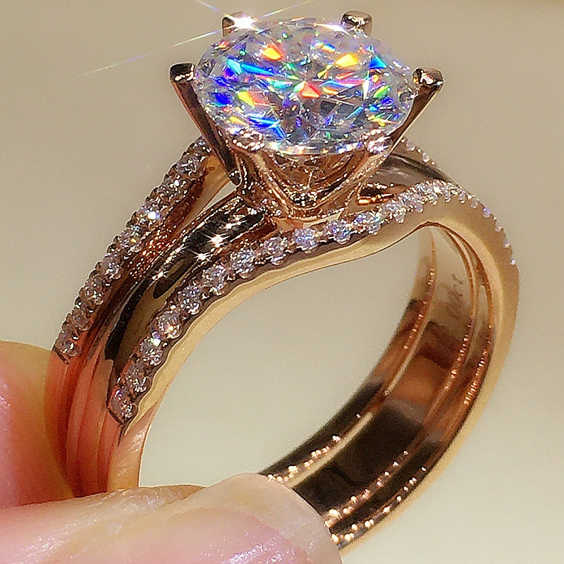 18K Gold Two-in-one Women's Matching Ring