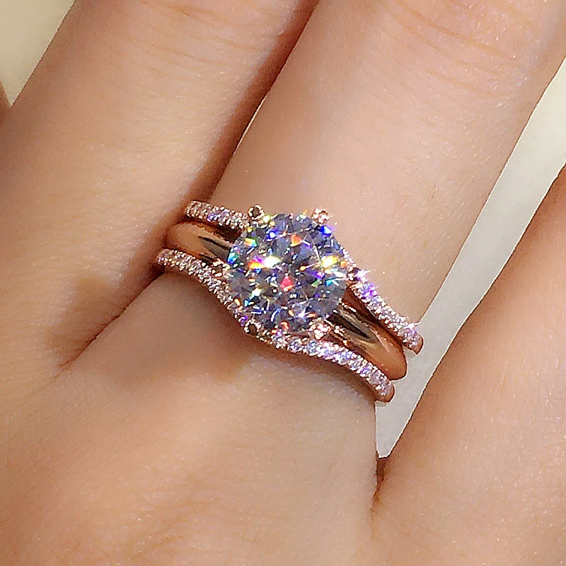 18K Gold Two-in-one Women's Matching Ring