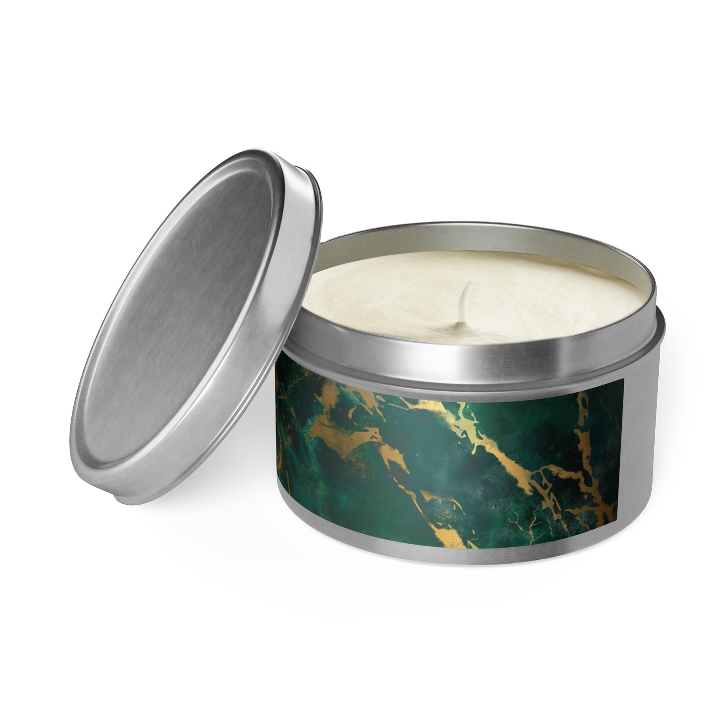 Green Marble Tin Candles