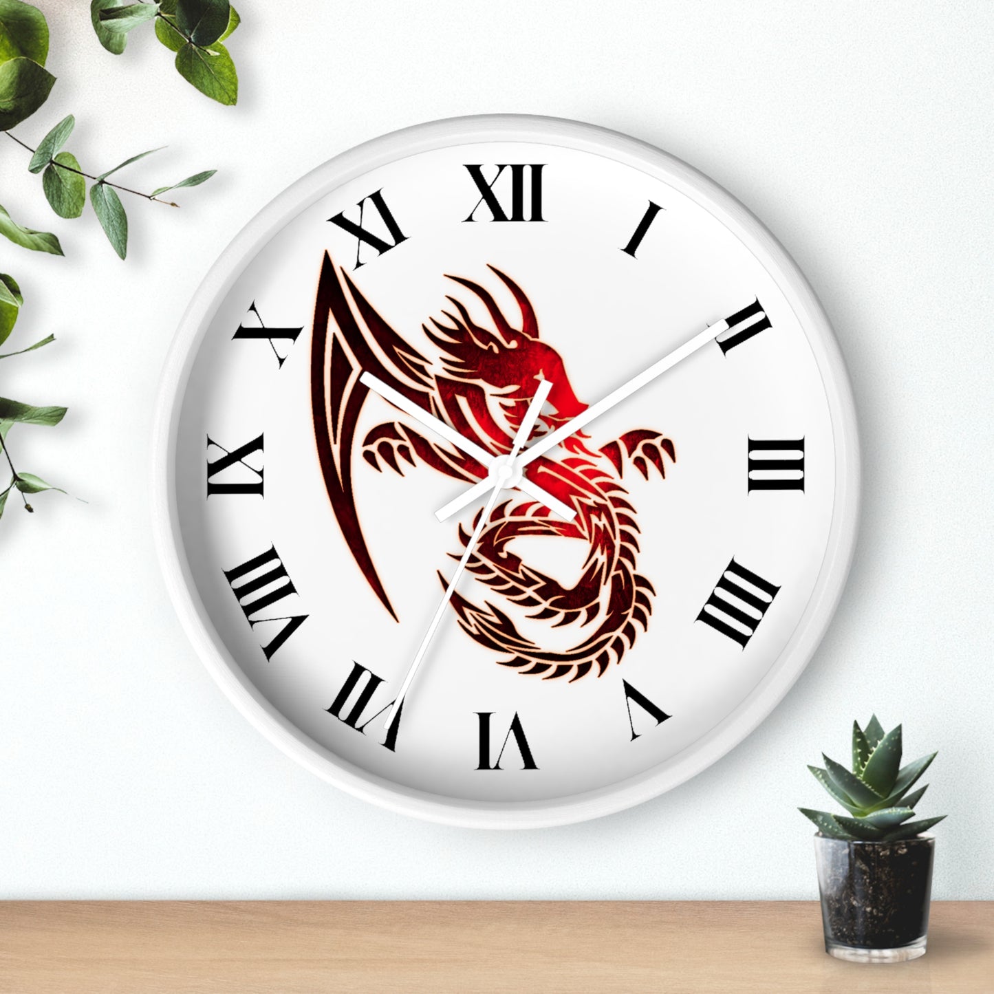 Red Chinese Dragon Wall Clock