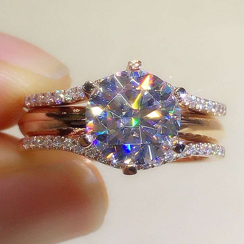 18K Gold Two-in-one Women's Matching Ring