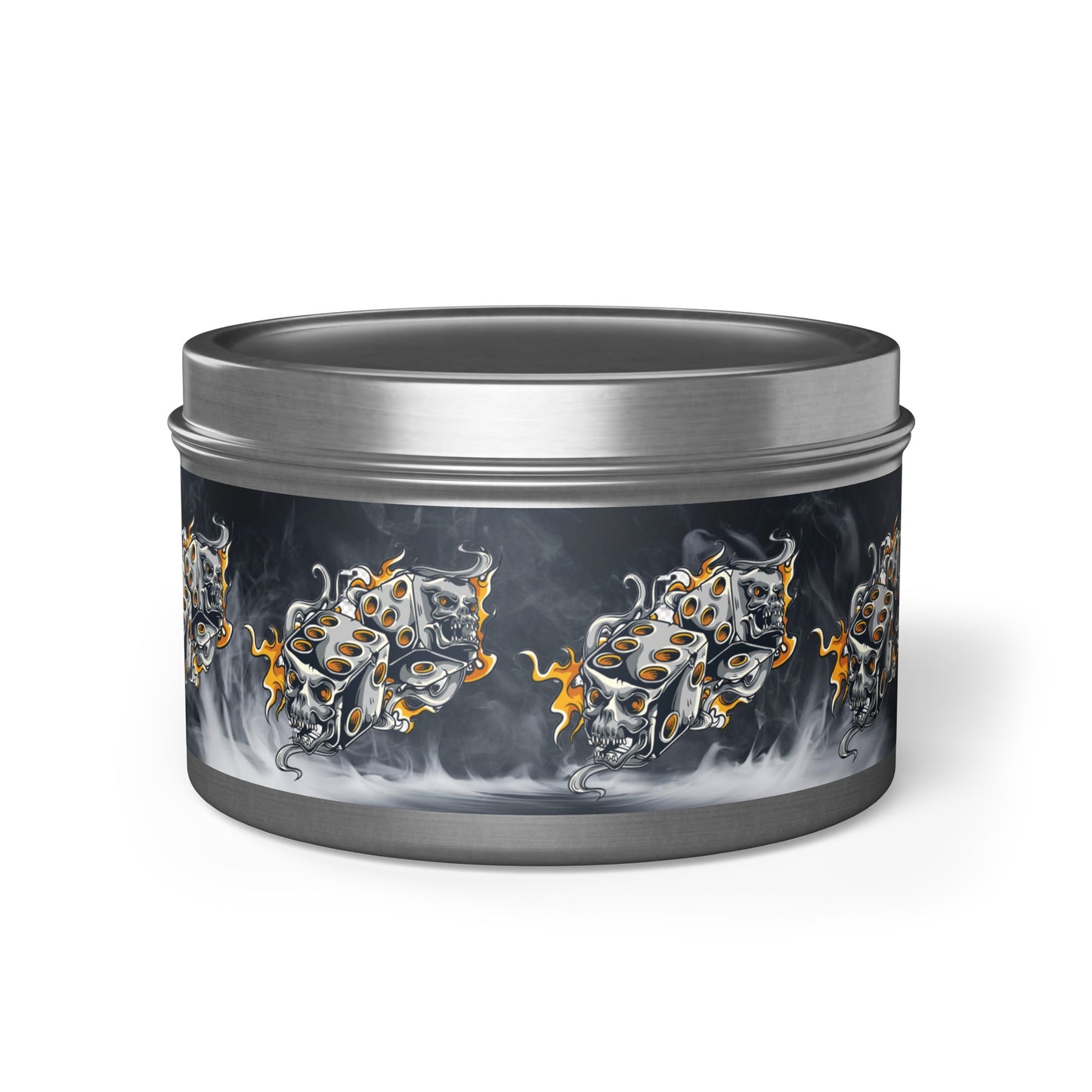 Flaming Skull Tin Candles