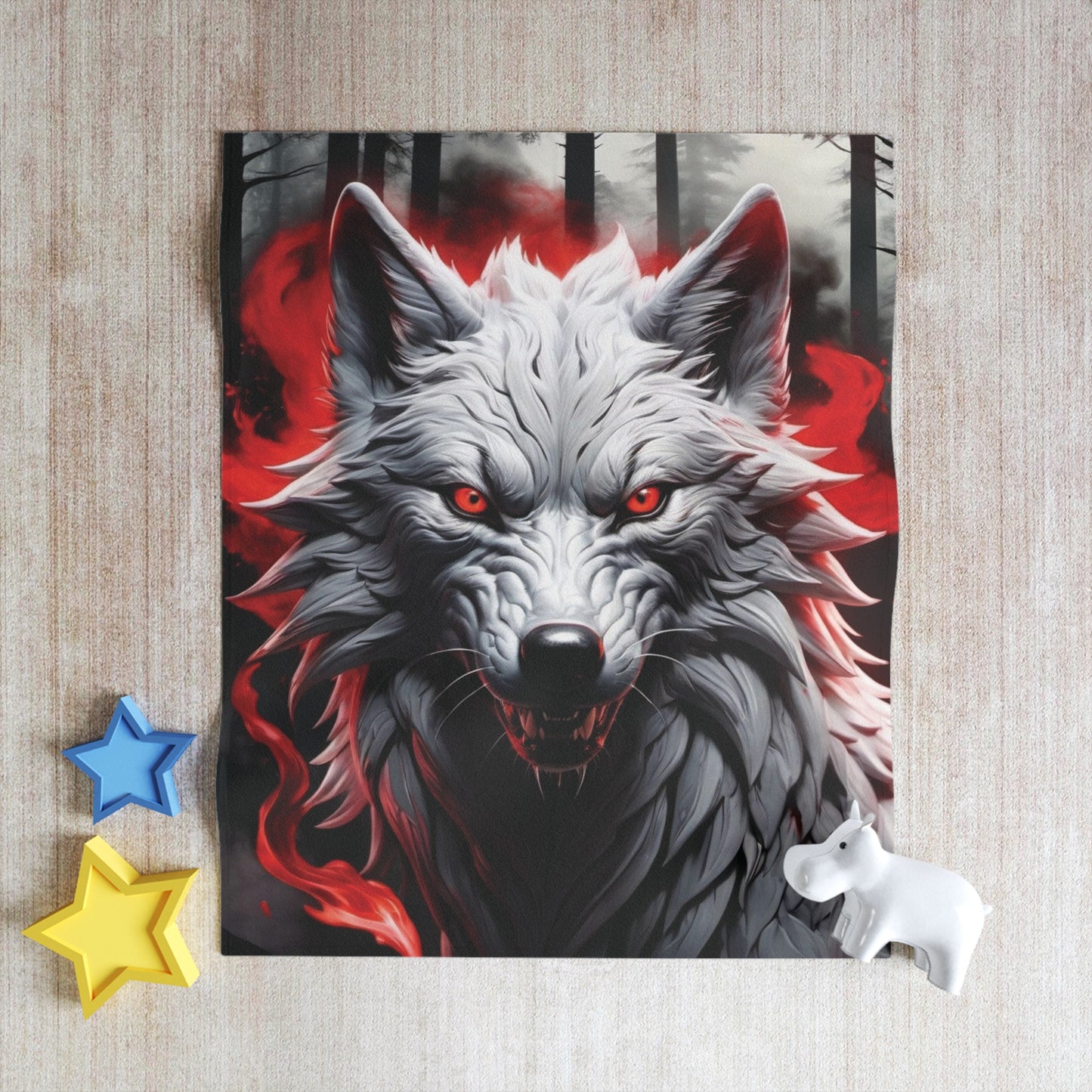 Tribal Wolf Throw Blanket