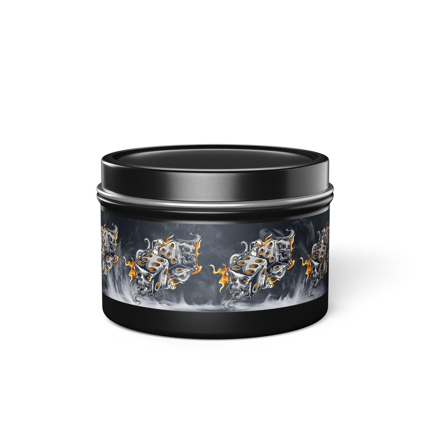 Flaming Skull Tin Candles