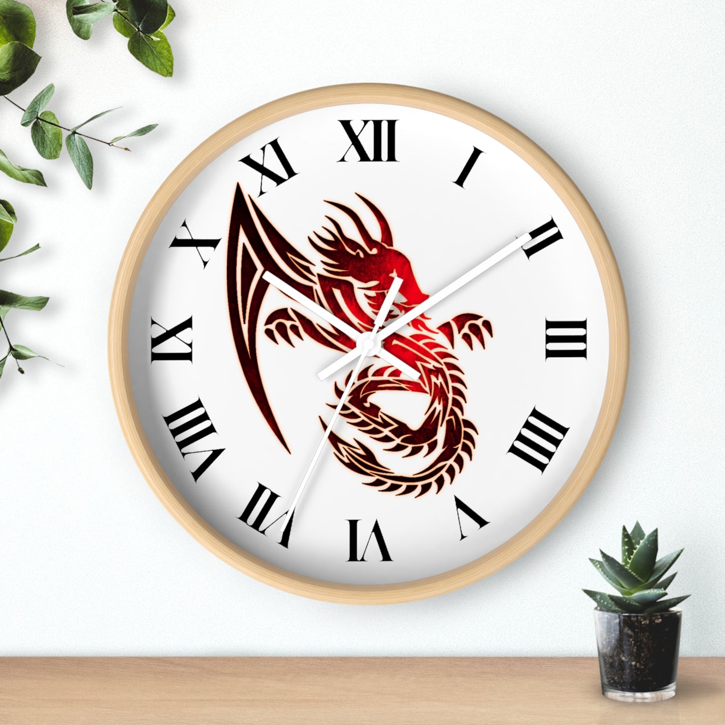 Red Chinese Dragon Wall Clock