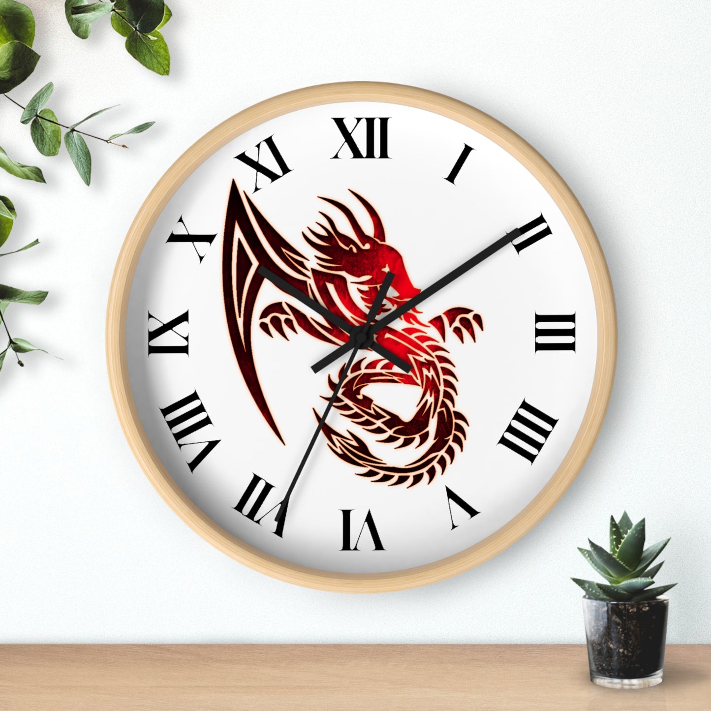 Red Chinese Dragon Wall Clock