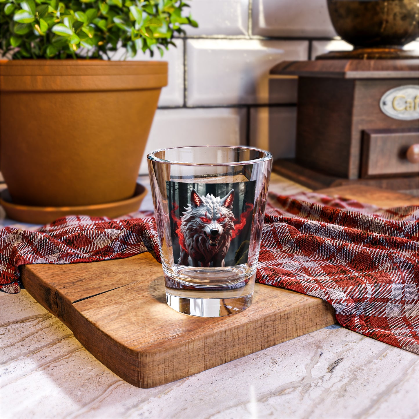 Tribal Wolf with Shot Glass, 1.5oz
