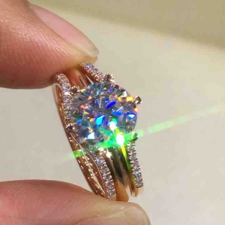 18K Gold Two-in-one Women's Matching Ring