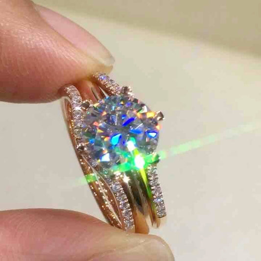 18K Gold Two-in-one Women's Matching Ring
