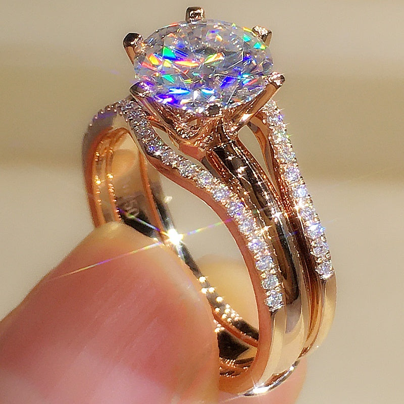 18K Gold Two-in-one Women's Matching Ring